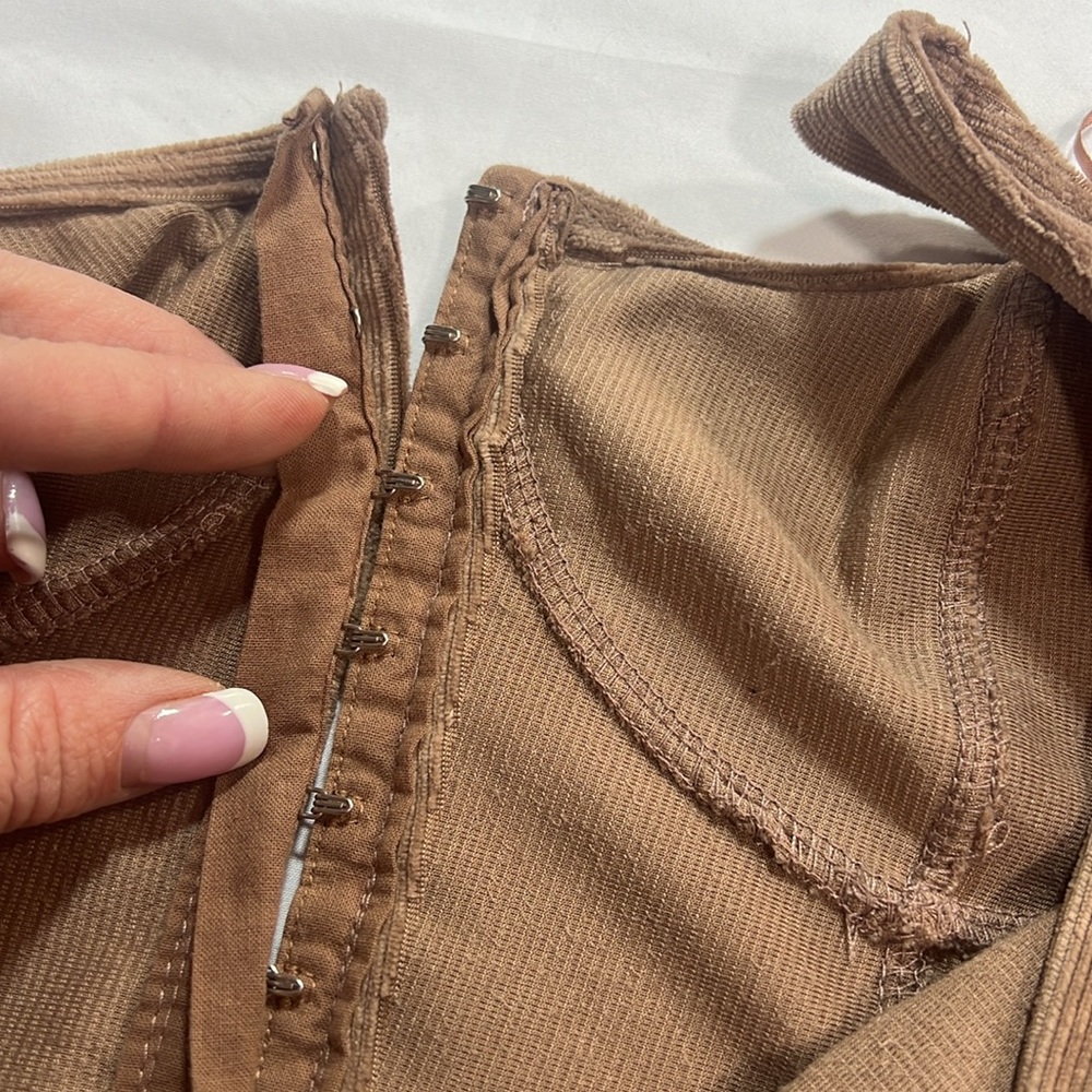 Meraki brown corset style corduroy top size L - Picture 6 of 7
